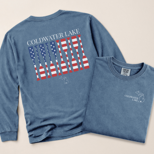Coldwater Lake Patriotic Paddle Long Sleeve Tee – Comfort Colors® 6014